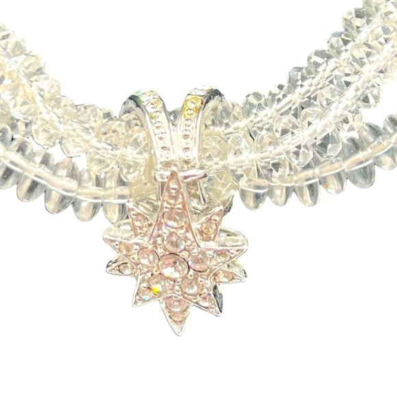 Vintage Multi-Strand Crystal Beaded Necklace With Rhinestone Starburst Pendant. - Picture 3 of 8